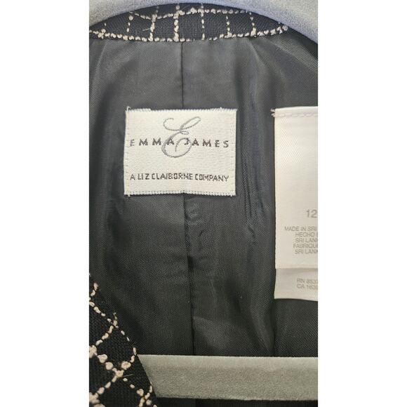 Vintage Emma James Liz Claiborne Black And Tan 3 Button Blazer Womens Size 12 - Picture 4 of 9